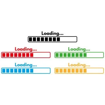 Colorful loading bar icon set in five colors . Progress loading bar icon Illustrazione stock