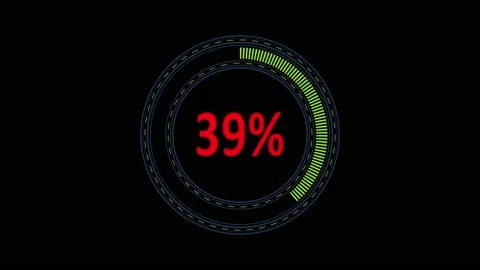 Colorful Loading Circle Ring with percent 0-100% counter. .Moving green ring  Stock Footage 141261028