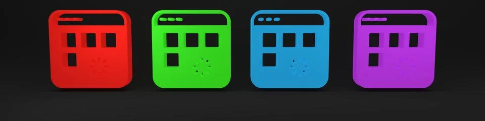 Colorful Loading a data window with a progress bar icon isolated on black b.. 스톡 일러스트