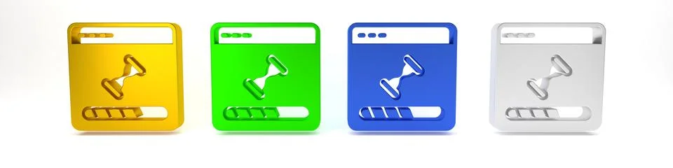 Colorful Loading a data window with a progress bar icon isolated on white b.. 库存插图