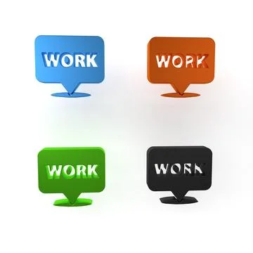 Colorful Location with text work icon isolated on white background. Minimal.. Stock Illustration