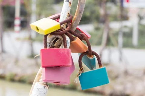 Colorful of lock. Stock Photos