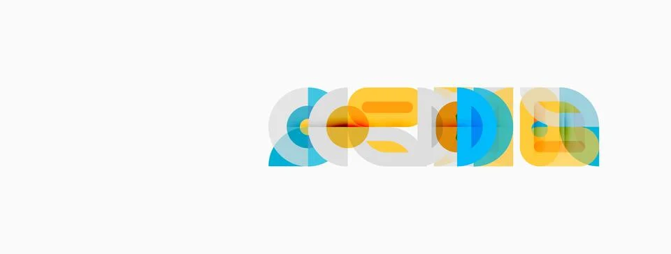 Colorful logo features stylized text. Overlapping shapes create dynamic visua Stock Illustration