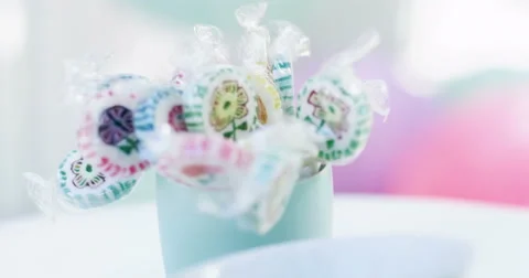 Colorful lollipops in a cup 4K Video stock 44749980
