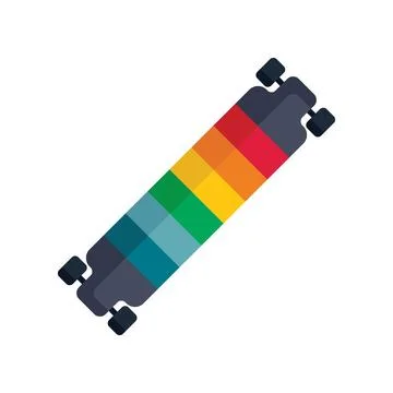 Colorful longboard is lying flat on a white background Stock Illustration