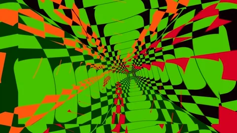 Colorful loop animation showing a twisting pattern of shapes and colors cha.. Stock Footage 333831318
