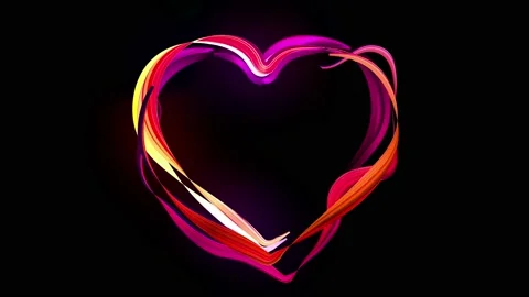 Colorful love heart animation loop isolated. Light paint Heart animation Stock Footage 101670935