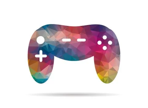Colorful low poly game controller icon イラスト素材