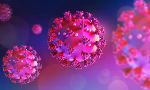 Colorful low poly render of the coronavirus model. Stylized illustratration. Stock Illustration