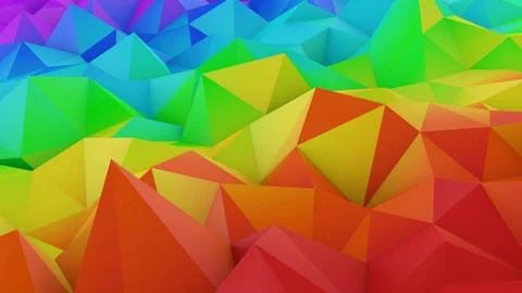 Colorful low poly shape seamless loop 3D animation 4k UHD (3840x2160) Stock Footage