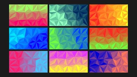 Colorful Low Poly Triangle Background Set Stock Illustration