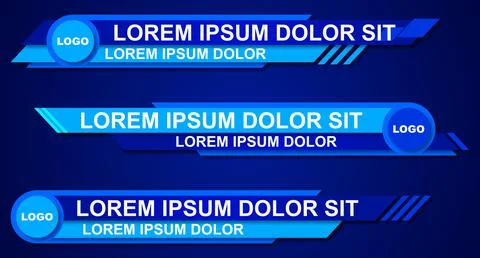 Colorful lower thirds set template vector. Modern geometric lower third banne Illustrazione stock