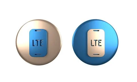 Colorful LTE network icon isolated on white background. Circle button. 3D r.. Stock Illustration