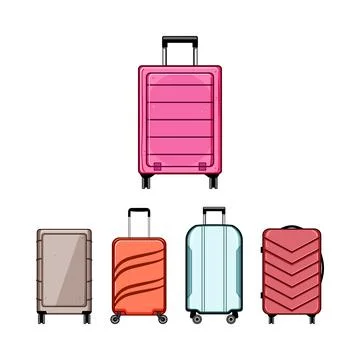 Colorful luggage set with hard shell travel bags Stock Illustration