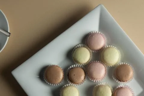 Colorful Macaron in close up Stock Photos
