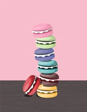 Colorful macarons background Stockillustratie