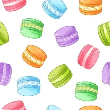 Colorful macarons seamless vector pattern Illustrazione stock