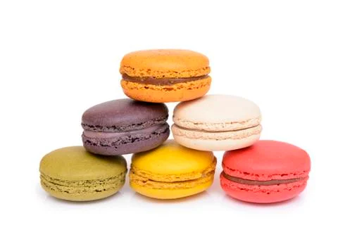 Colorful macaroon isolated on white background Foto stock
