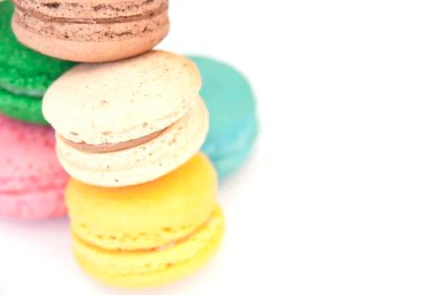 Colorful macaroon on white background Stock Photos