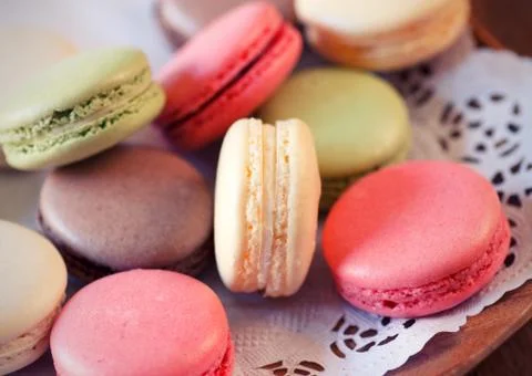 Colorful macaroons Stock Photos