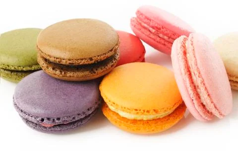 Colorful macaroons on white Stock Photos
