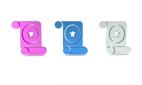 Colorful Magic scroll icon isolated on white background. Decree, paper, par.. Ilustração Stock