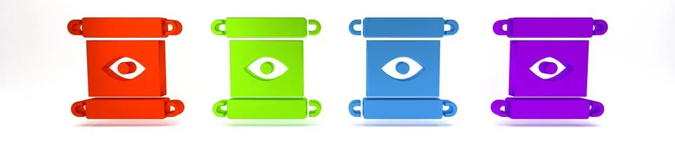 Colorful Magic scroll icon isolated on white background. Decree, paper, par.. Ilustração Stock