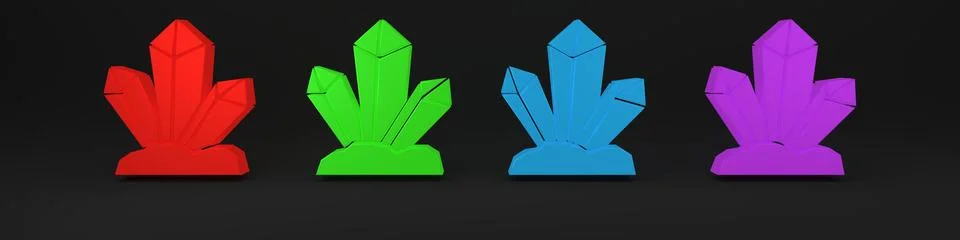 Colorful Magic stone icon isolated on black background. Fantasy crystal. Je.. Stock Illustration