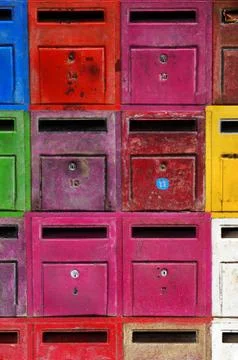 Colorful mailboxes Stock Photos