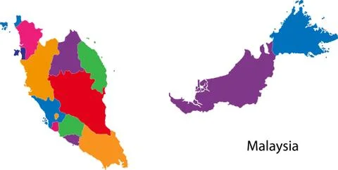 Colorful Malaysia map Stock Illustration
