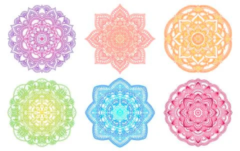 Colorful mandala. Ethnic round gradient ornament. Hand drawn indian motif Stock Illustration