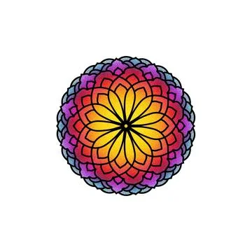 Colorful Mandala Flower with Gradient Abstract Ornament Illustrazione stock
