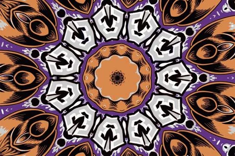 Colorful mandala frame border abstract geometry Stock Illustration