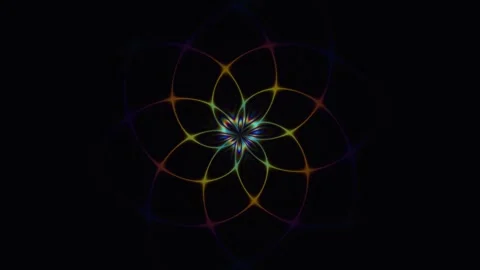 Colorful mandala pattern with bright lines on dark background Stock Footage 340188717