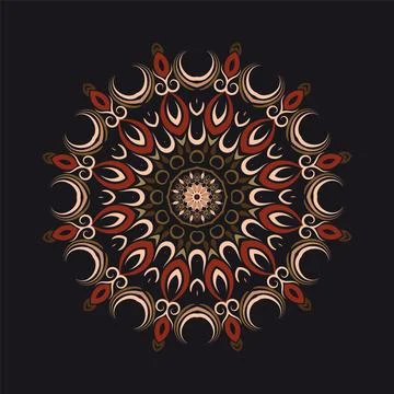 Colorful mandala pattern for embroidery. Vector decorative background. Round 스톡 일러스트