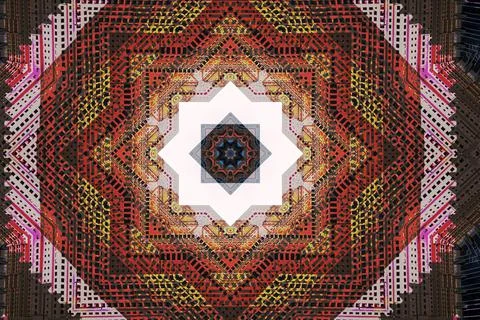 Colorful mandala pattern with geometric grid layers Stock Illustration