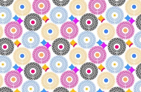 Colorful Mandala Seamless Pattern Background With Geometric Circles and Dec.. Stock Illustration