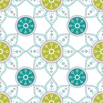 Colorful Mandala Seamless Pattern Vector on Isolated White Background 스톡 일러스트