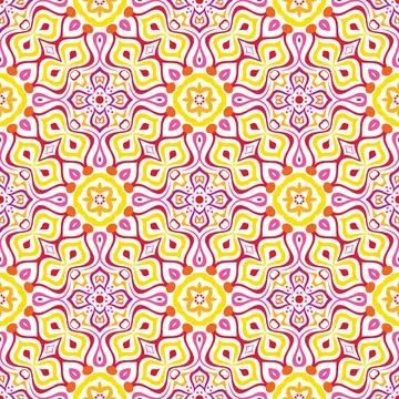 Colorful mandala vector pattern. Seamless oriental ornament Stock Illustration