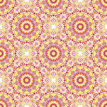 Colorful mandala vector pattern. Seamless oriental ornament Illustrazione stock