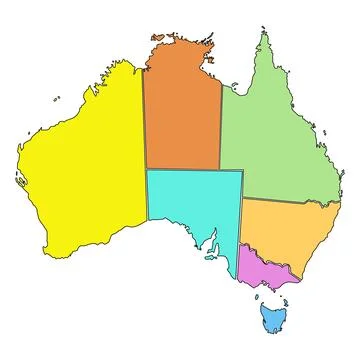 Colorful map of Australia with isolated state and territory borders on a wh.. Stock Illustration