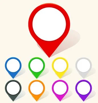 Colorful map pin icon in flat style Illustrazione stock