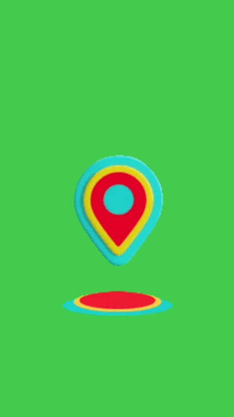 Colorful Map Pin Location Green Screen Vertical Stockbeeldmateriaal 344764783