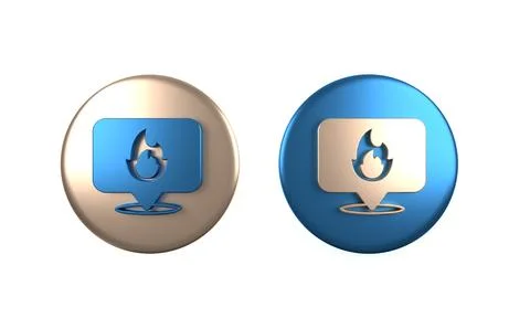 Colorful Map pointer with fire flame icon isolated on white background. Fir.. 库存插图