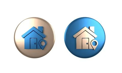Colorful Map pointer with house icon isolated on white background. Home loc.. 库存插图