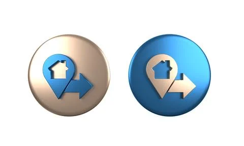 Colorful Map pointer with house icon isolated on white background. Home loc.. 库存插图