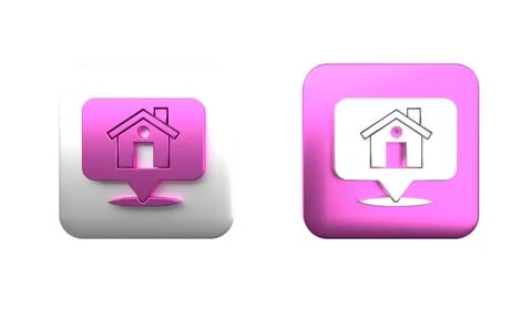 Colorful Map pointer with house icon isolated on white background. Home loc.. Foto stock