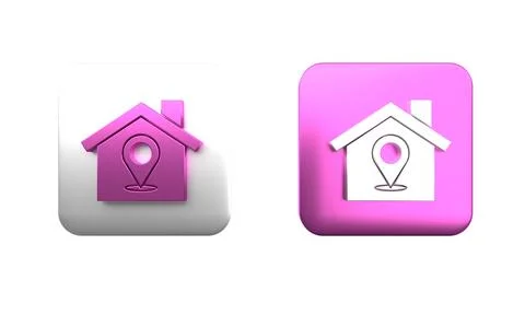 Colorful Map pointer with house icon isolated on white background. Home loc.. Stock Photos