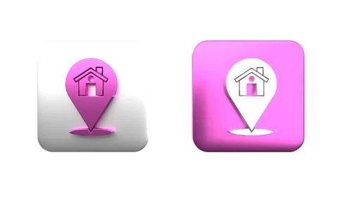 Colorful Map pointer with house icon isolated on white background. Home loc.. 스톡 사진
