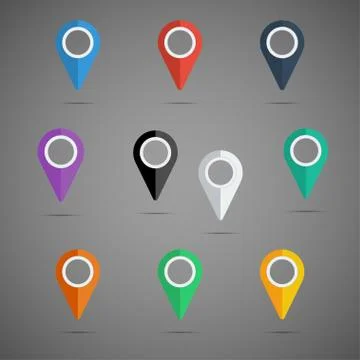 Colorful map pointer icon set. Vector design elements collection Illustrazione stock